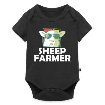 Retro Schaf Bauer Sonnenbrille Landwirtschaft - Baby Premium Kurzarmbody - Schwarz - Vorne
