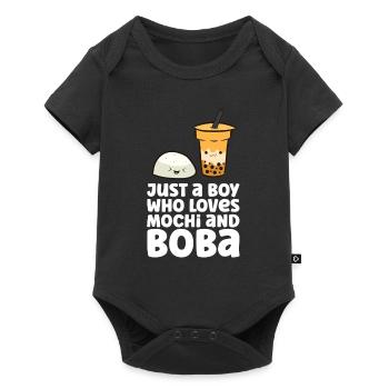 Juste un garçon qui aime Mochi et Boba - Body à manches courtes Premium Bébé - noir - Devant