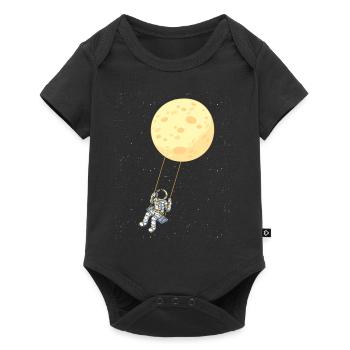 Astronaut Schaukel Mond Weltraum Kinder Astronaute - Baby Premium Kurzarmbody - Schwarz - Vorne