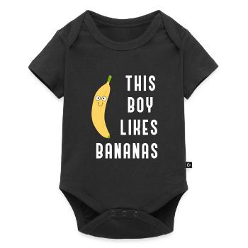 Tropical Fruits Eating Delicious Bananas - Baby Premium short-sleeve bodysuit - black - Front