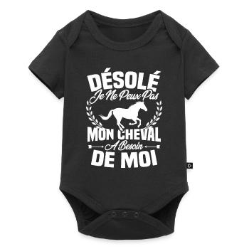 Désolé je ne peux pas mon cheval a besoin de moi - Body à manches courtes Premium Bébé - noir - Devant