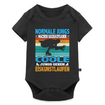 Normale Jungs Hausaufgaben coole Eiskunstlauf - Baby Premium Kurzarmbody - Schwarz - Vorne