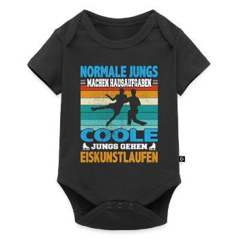 Normale Jungs Hausaufgaben coole Eiskunstlauf - Baby Premium Kurzarmbody - Schwarz - Vorne