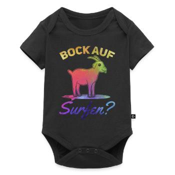 Surfer Bock Auf Surfen Wellenreiten Surfbrett - Baby Premium Kurzarmbody - Schwarz - Vorne