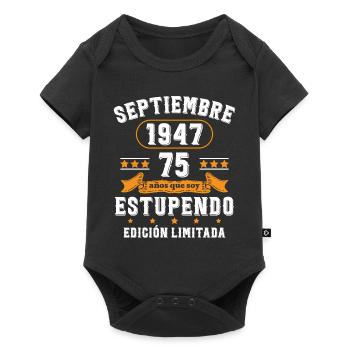75 Ans Anniversaire Vintage Né(e) Septembre 1947 - Body à manches courtes Premium Bébé - noir - Devant