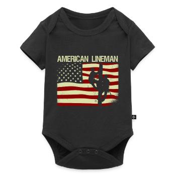 Patriotic Electrician American Flag Lineman - Baby Premium short-sleeve bodysuit - black - Front