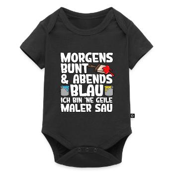 Morgens Bunt Abends Blau Maler - Baby Premium Kurzarmbody - Schwarz - Vorne