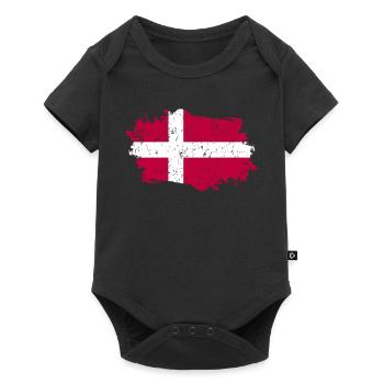 Drapeau du Danemark Grunge Drapeau du Danemark - Body à manches courtes Premium Bébé - noir - Devant