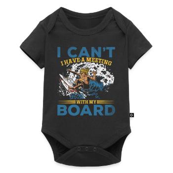 Surfing I can't I have a meeting with - Baby Premium short-sleeve bodysuit - black - Front
