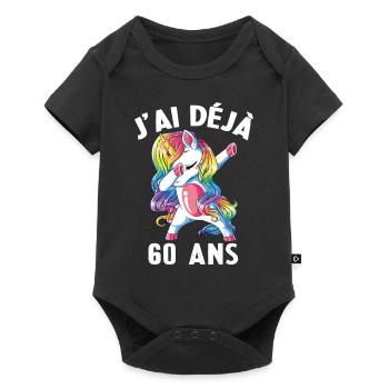 J'ai Déja 60 Ans Cadeau Anniversaire Fille Licorne - Body à manches courtes Premium Bébé - noir - Devant