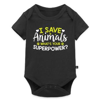 Animal Rights - I Save Animals Whats Your Superpow - Baby Premium short-sleeve bodysuit - black - Front
