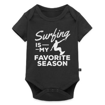 Surfing Is My Favorite Season Surfboard Surfer - Baby Premium short-sleeve bodysuit - black - Front