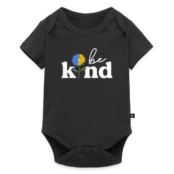 Be Kind Yellow Blue Sunflower World Down Syndrome - Baby Premium short-sleeve bodysuit - black - Front