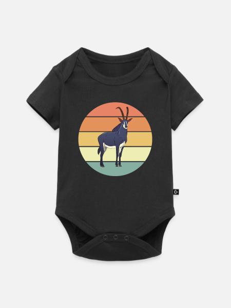 Retro Antilope Geschenk - Baby Premium Kurzarmbody - Schwarz