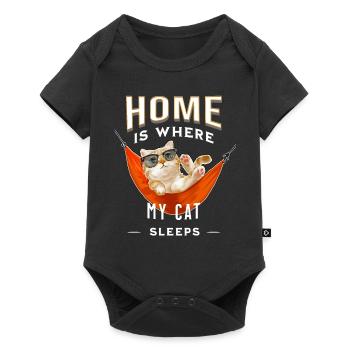 Home's where my cat sleeps funny saying t-shirt - Baby Premium short-sleeve bodysuit - black - Front