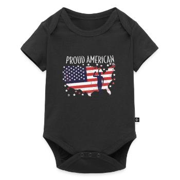 Amerikanische Fahne Marathon, Trailrunning - Baby Premium Kurzarmbody - Schwarz - Vorne