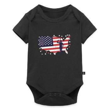 Amerikanische Fahne Marathon, Trailrunning - Baby Premium Kurzarmbody - Schwarz - Vorne