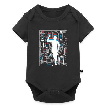 Vaporwave Synthwave Skyline Marathon, Trailrunning - Baby Premium Kurzarmbody - Schwarz - Vorne
