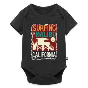 Surfen in Malibu California LifeGuard Station Surf - Baby Premium Kurzarmbody - Schwarz - Vorne