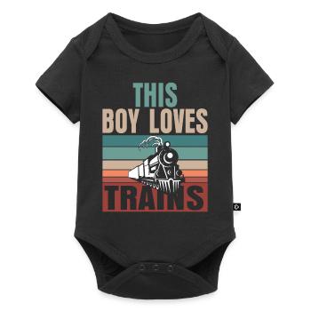 Ce garçon adore les locomotives de train! Cadeau enfant - Body à manches courtes Premium Bébé - noir - Devant
