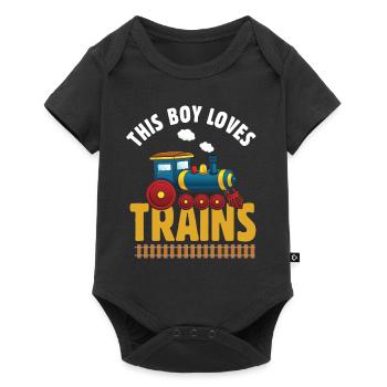 Ce garçon adore les locomotives de train! Cadeau enfant - Body à manches courtes Premium Bébé - noir - Devant