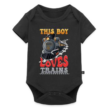 Ce garçon adore les locomotives de train! Cadeau enfant - Body à manches courtes Premium Bébé - noir - Devant