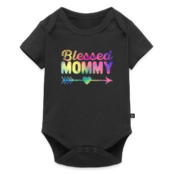 Gesegnete Mama Lustige Mama Familie Passend Happy - Baby Premium Kurzarmbody - Schwarz - Vorne