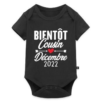 Bientôt Cousin Décembre 2022, Annonce Grossesse - Body à manches courtes Premium Bébé - noir - Devant