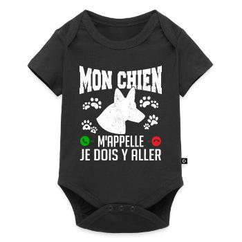 Mon CHIEN m'appelle pour cadeau - Body à manches courtes Premium Bébé - noir - Devant