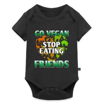 Go Vegan Stop Eating Friends Cool Retro Vegan - Baby Premium short-sleeve bodysuit - black - Front