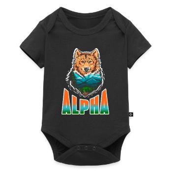 ALPHA Cool Awesome Wolf Lover T-Shirt Present Gift - Baby Premium short-sleeve bodysuit - black - Front