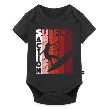 Surfenaktion Retro Surfer Beach - Baby Premium Kurzarmbody - Schwarz - Vorne