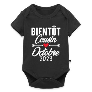 Bientôt Cousin Octobre 2023, Annonce Grossesse - Body à manches courtes Premium Bébé - noir - Devant