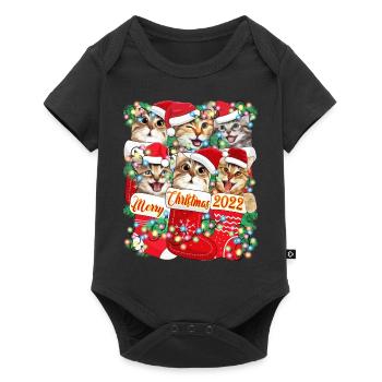 Cute Christmas Cat Design, Funny Cat Xmas - Baby Premium short-sleeve bodysuit - black - Front