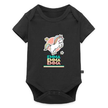Emma Prénom Cadeau Douce Licorne - Body à manches courtes Premium Bébé - noir - Devant