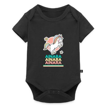 Ainara Prénom Cadeau Douce Licorne - Body à manches courtes Premium Bébé - noir - Devant