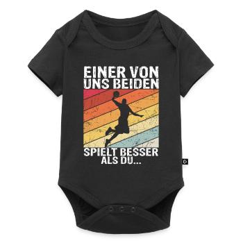 Basketball - Einer von uns beiden spielt besser al - Baby Premium Kurzarmbody - Schwarz - Vorne