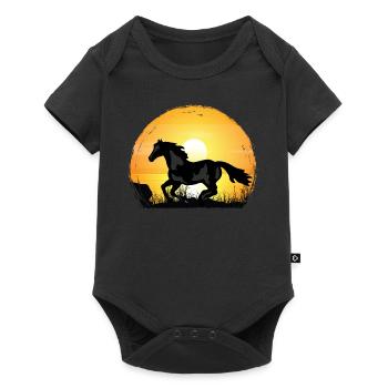 Sonnenuntergang - Malen Sie Pferd - Baby Premium Kurzarmbody - Schwarz - Vorne