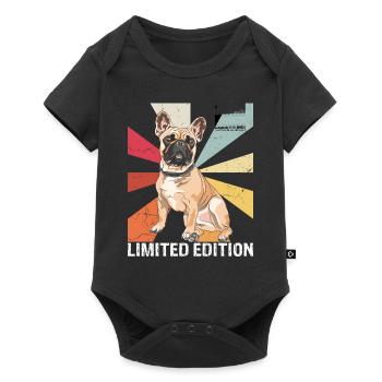 Limited Edition Retro Mops Vintage Mops Geschenk - Baby Premium Kurzarmbody - Schwarz - Vorne