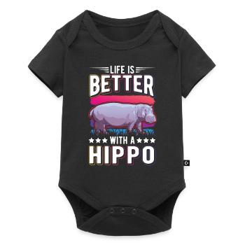 Life is better with a Hippo Nilpferd Flusspferd - Baby Premium short-sleeve bodysuit - black - Front