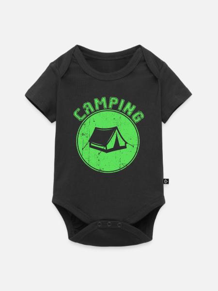 Camping - Baby Premium Kurzarmbody - Schwarz