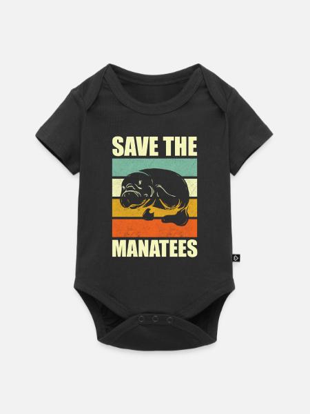 Save the Manatess - Baby Premium Kurzarmbody - Schwarz
