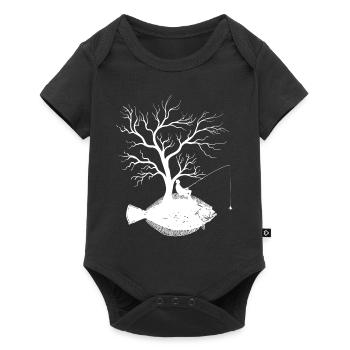 Grafikbaum - Fischfluss - Baby Premium Kurzarmbody - Schwarz - Vorne