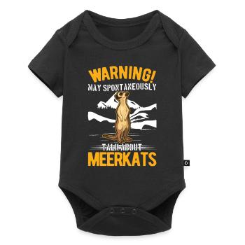 Warning May spontaneously talk about Meerkats - Baby Premium short-sleeve bodysuit - black - Front