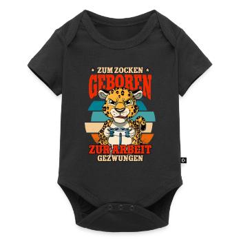 Zum Zocken Geboren Zum Arbeiten Gezwungen - Baby Premium Kurzarmbody - Schwarz - Vorne