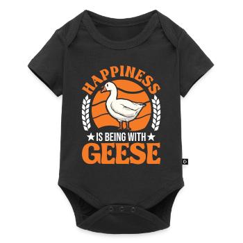 Gänse Glück Gänseliebhaber Gänsezüchter - Baby Premium Kurzarmbody - Schwarz - Vorne