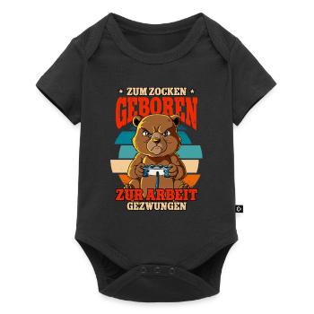 Zum Zocken Geboren Zum Arbeiten Gezwungen - Baby Premium Kurzarmbody - Schwarz - Vorne