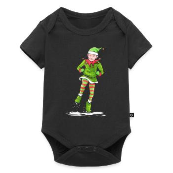 Santas Dancing Christmas Elf Celebrating - Baby Premium short-sleeve bodysuit - black - Front