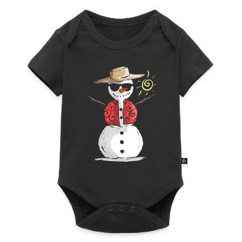 Snowman In The Sun With Straw Hat For Christmas - Baby Premium short-sleeve bodysuit - black - Front