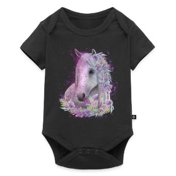 Horse Motif Watercolors Rider Gift - Baby Premium short-sleeve bodysuit - black - Front